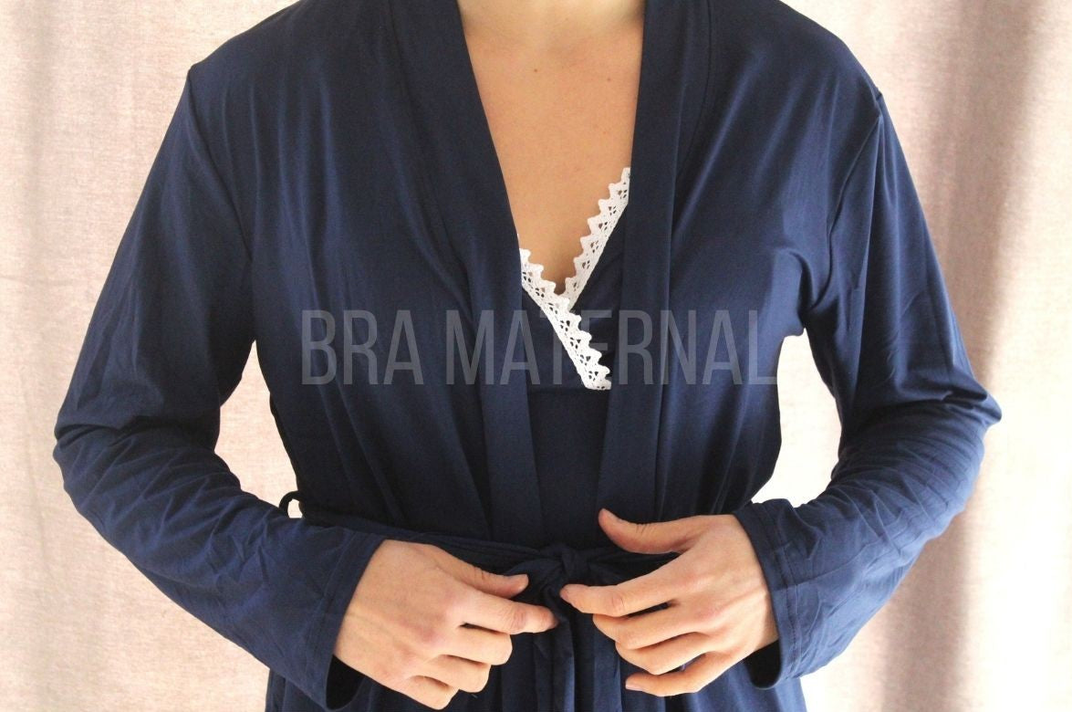 CONJUNTO CAMISOLA Y BATA AZUL