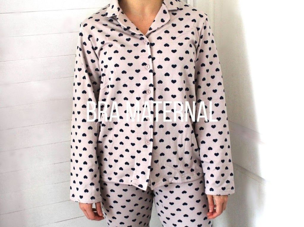 PIJAMA INVIERNO GRIS CORAZONES