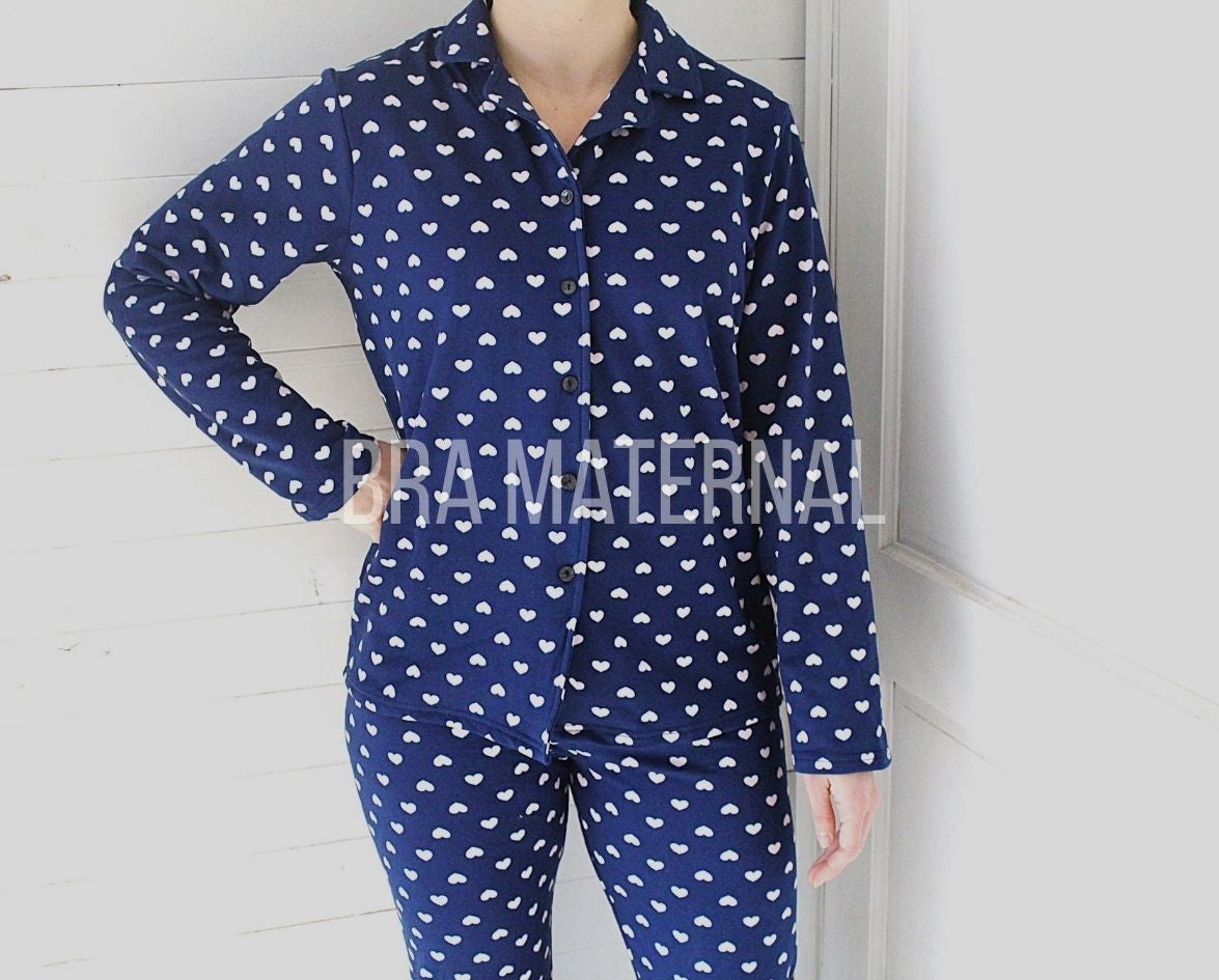 PIJAMA INVIERNO AZUL CORAZONES