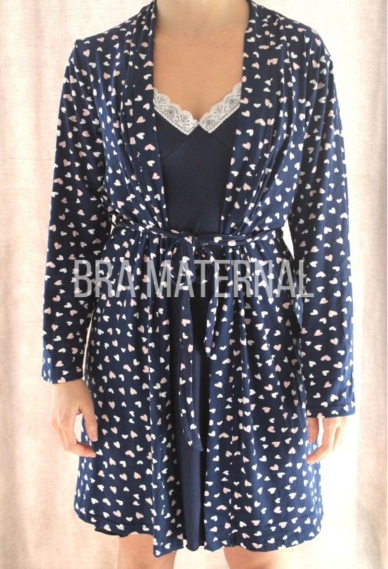 CONJUNTO CAMISOLA Y BATA AZUL CORAZONES