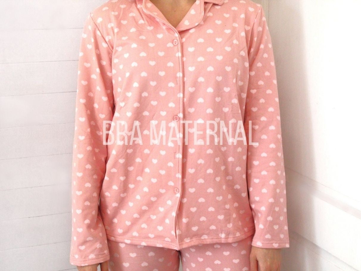 PIJAMA INVIERNO ROSADO CORAZONES
