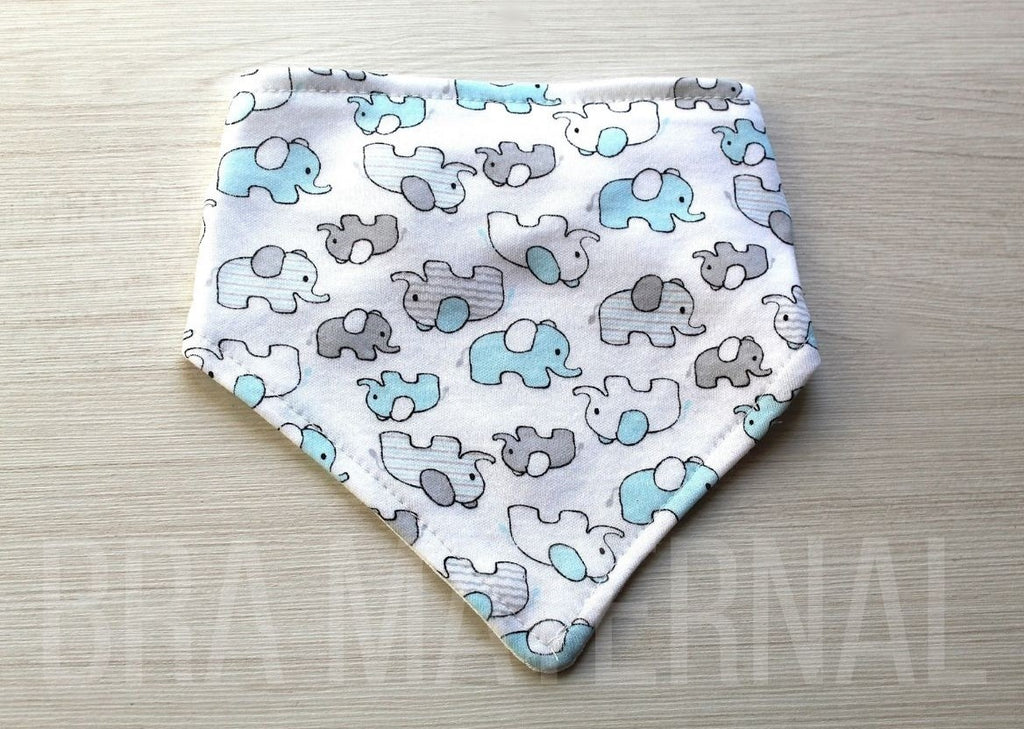 BANDANA ELEFANTES GRIS, BLANCO Y CELESTE
