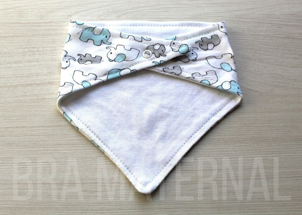 BANDANA ELEFANTES GRIS, BLANCO Y CELESTE