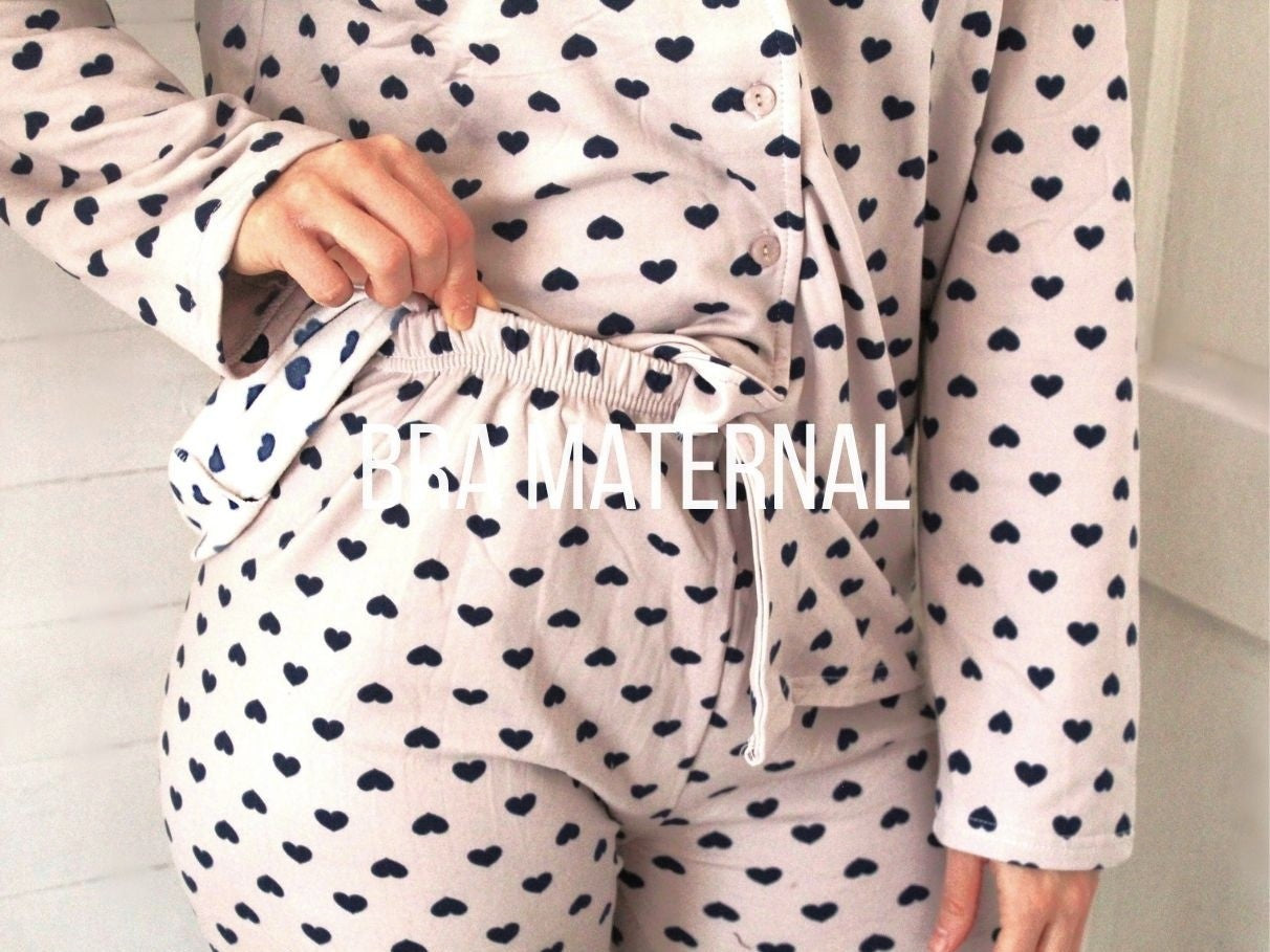 PIJAMA INVIERNO GRIS CORAZONES