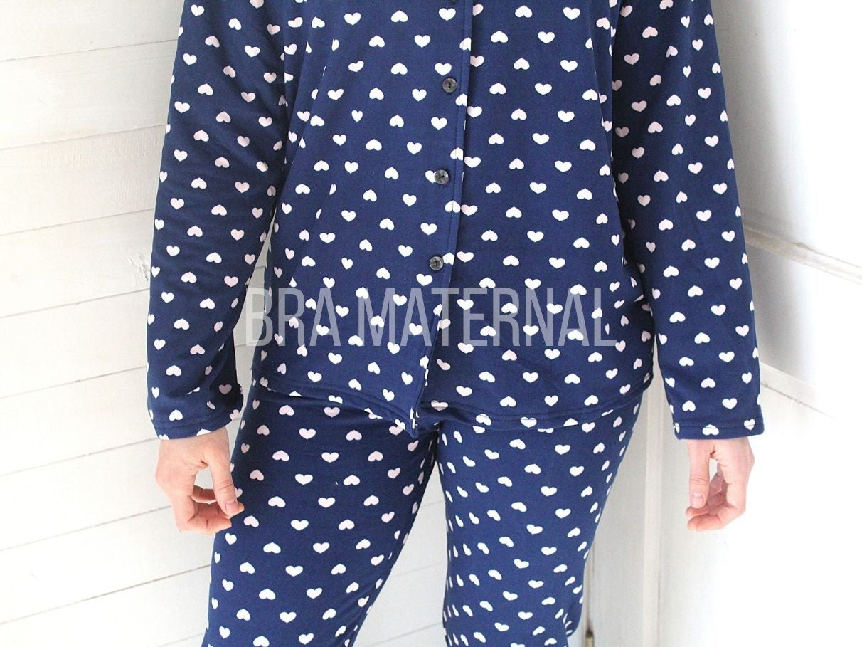 PIJAMA INVIERNO AZUL CORAZONES